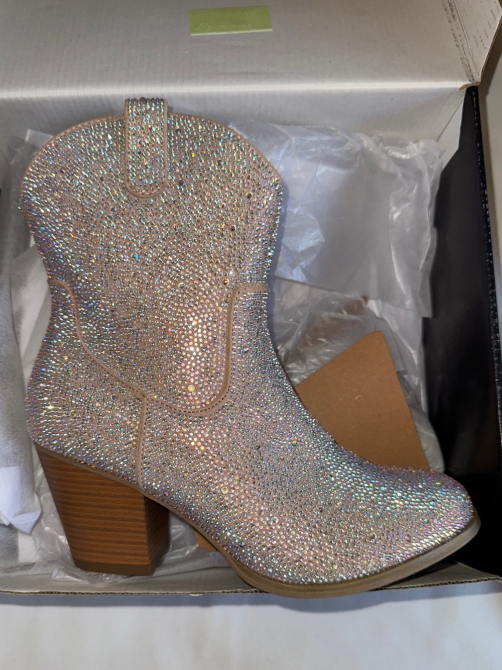 Torrid Sparkle Western Ankle Bootie in Iridescent Crystal